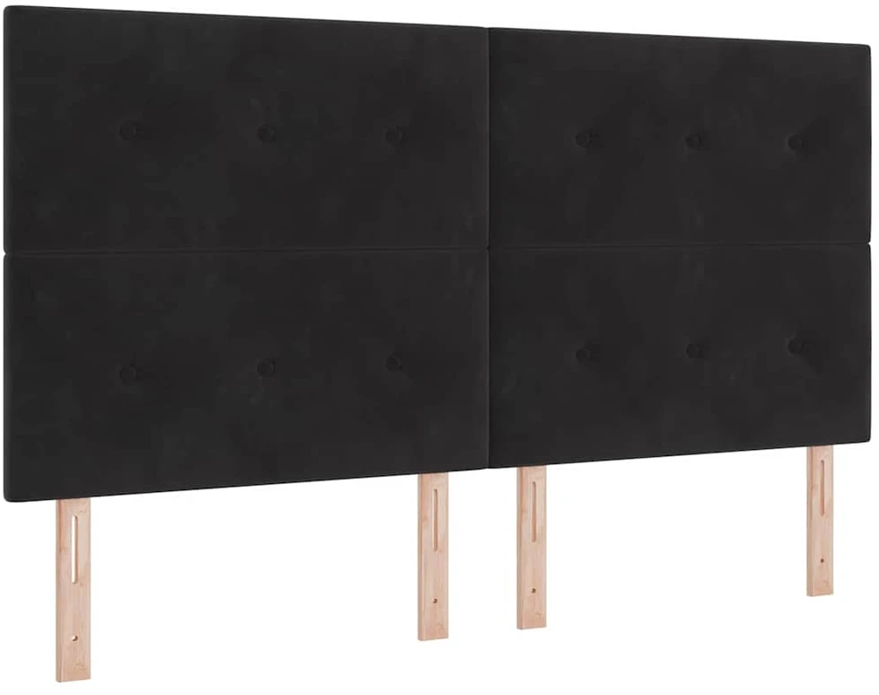 Kiemas lova su LED juostelėmis Juoda 180 x 200 cm Aksomas