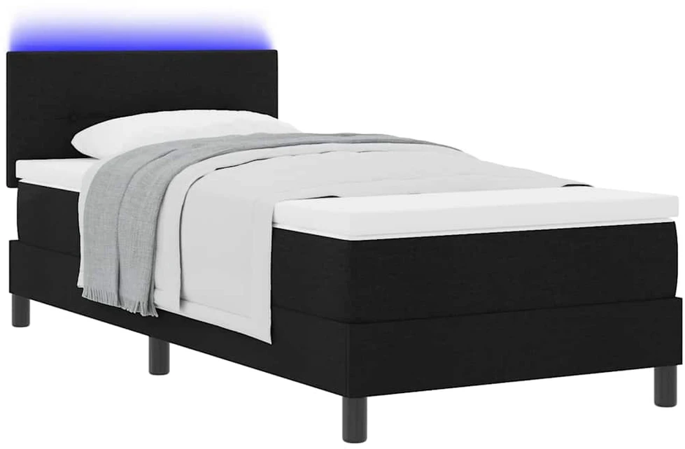 Kiemas lova su LED juostelėmis Juoda 80 x 200 cm audinys