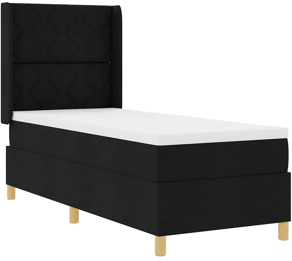 Kiemas lova su LED juostelėmis Juoda 80 x 200 cm audinys