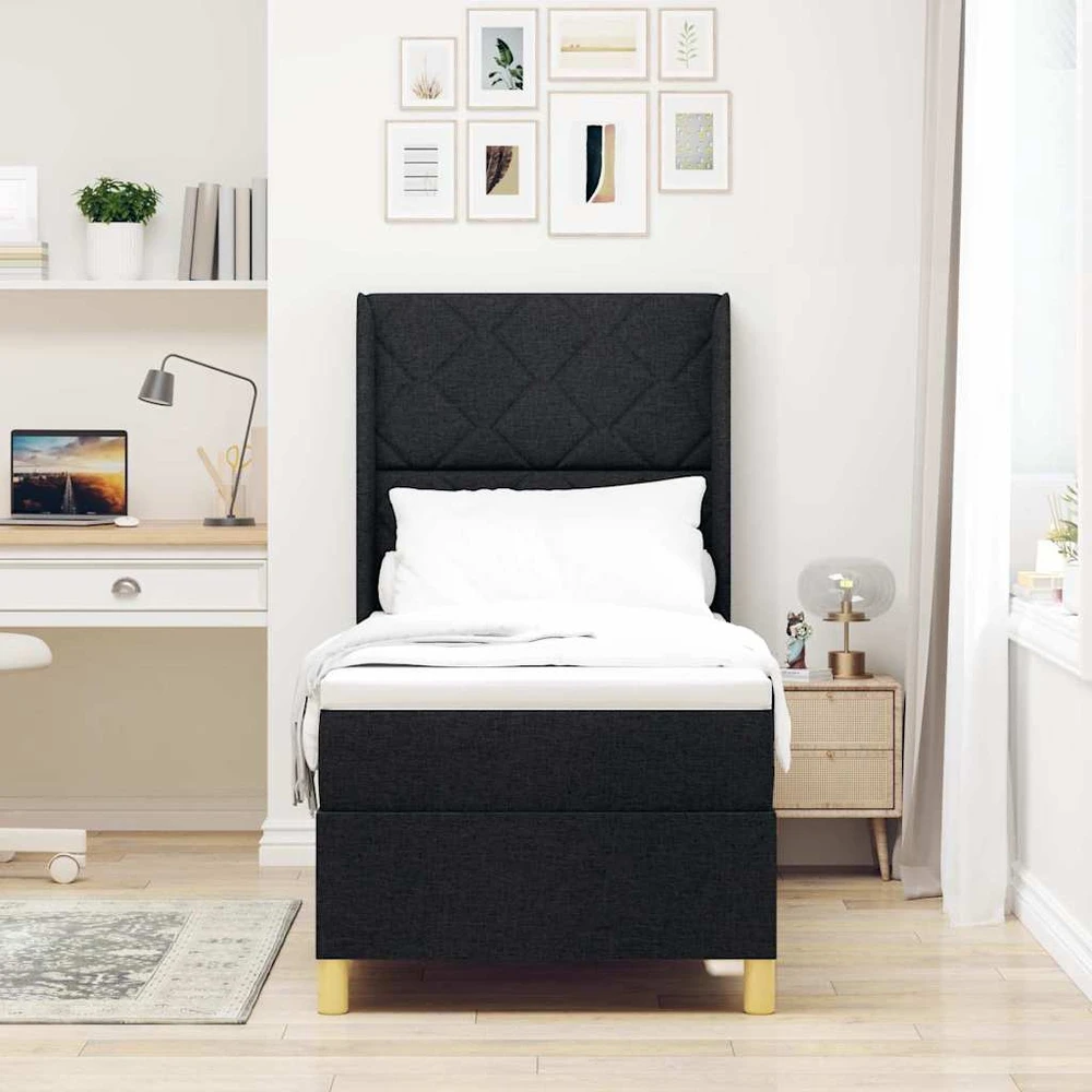 Kiemas lova su LED juostelėmis Juoda 80 x 200 cm audinys