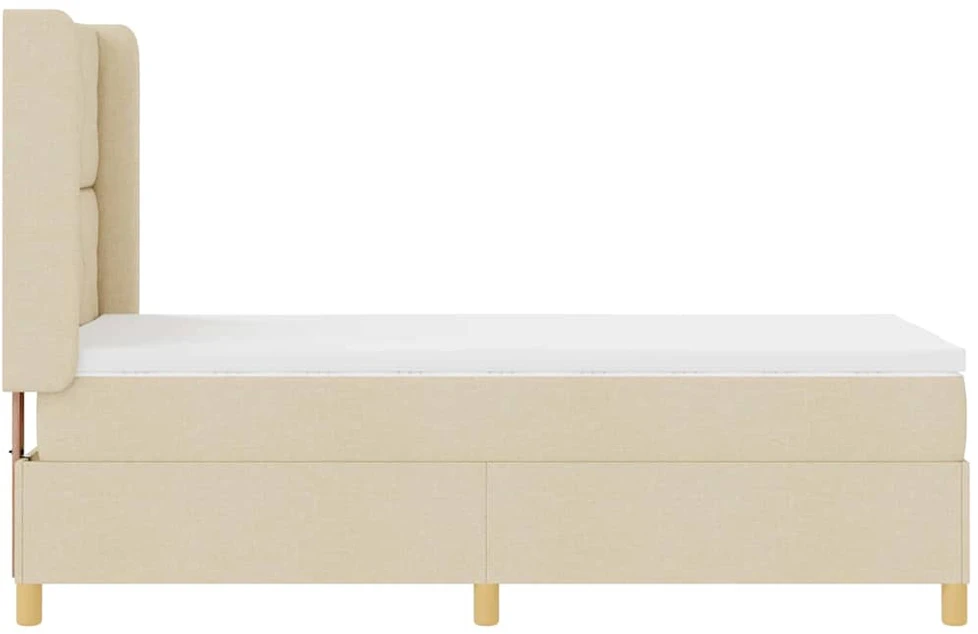 Kiemas lova su LED juostelėmis Kreminė 100 x 200 cm audinys