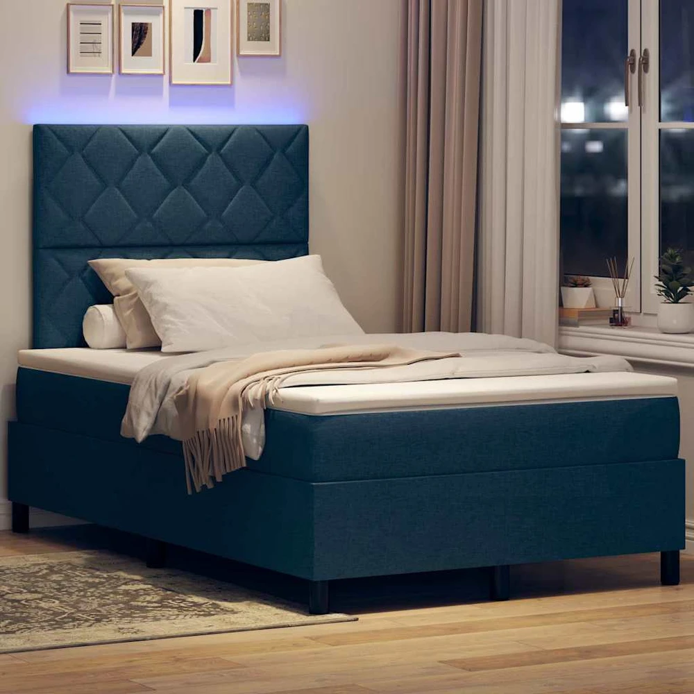 Kiemas lova su LED juostelėmis Mėlyna 120 x 190 cm audinys