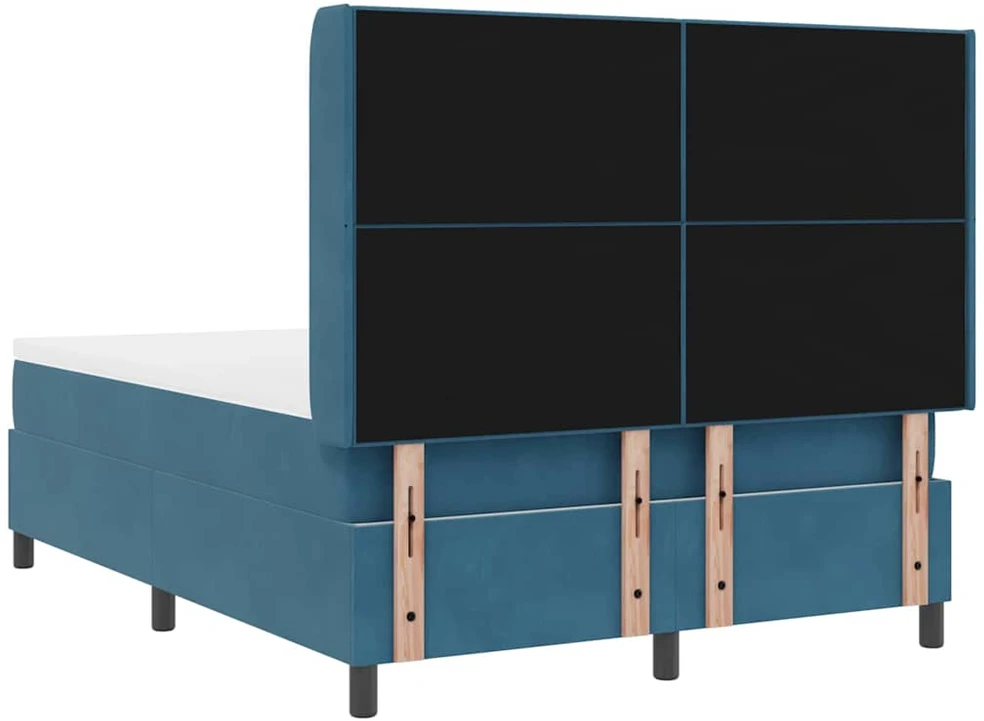 Kiemas lova su LED juostelėmis Mėlyna 140 x 200 cm Aksomas