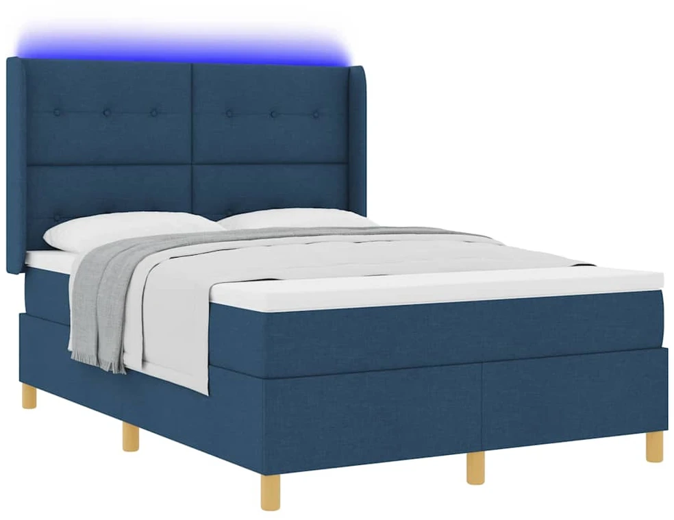 Kiemas lova su LED juostelėmis Mėlyna 140 x 200 cm audinys