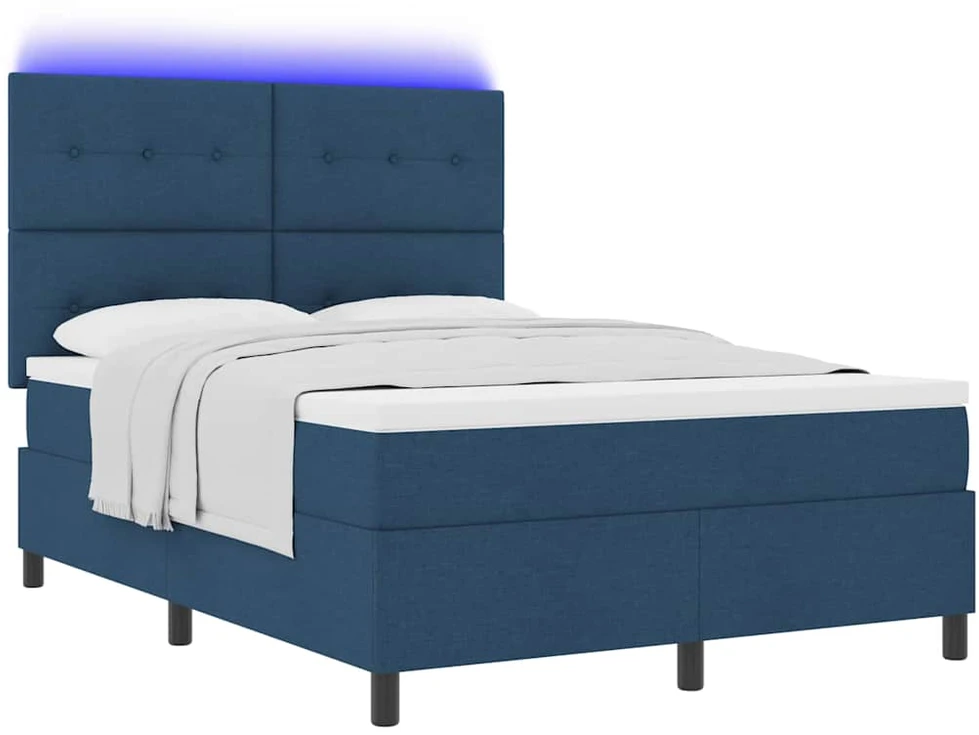Kiemas lova su LED juostelėmis Mėlyna 140 x 200 cm audinys