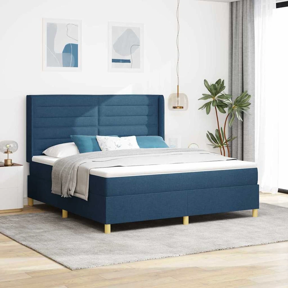 Kiemas lova su LED juostelėmis Mėlyna 180 x 200 cm audinys