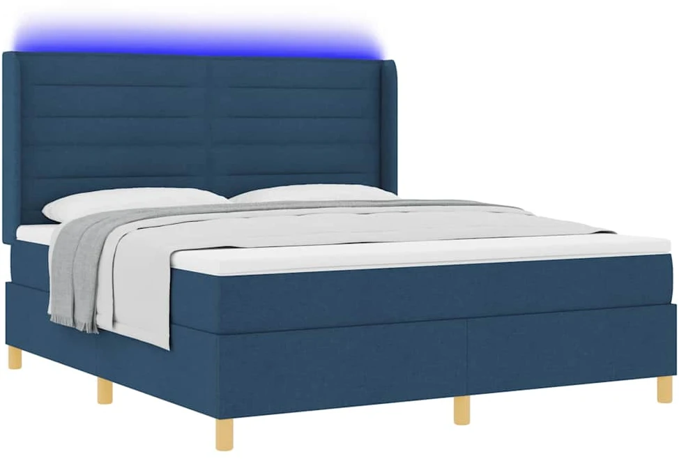 Kiemas lova su LED juostelėmis Mėlyna 180 x 200 cm audinys
