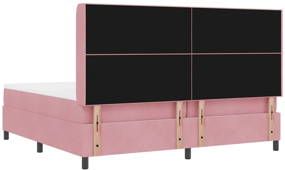Kiemas lova su LED juostelėmis Rožinė 200 x 200 cm Aksomas