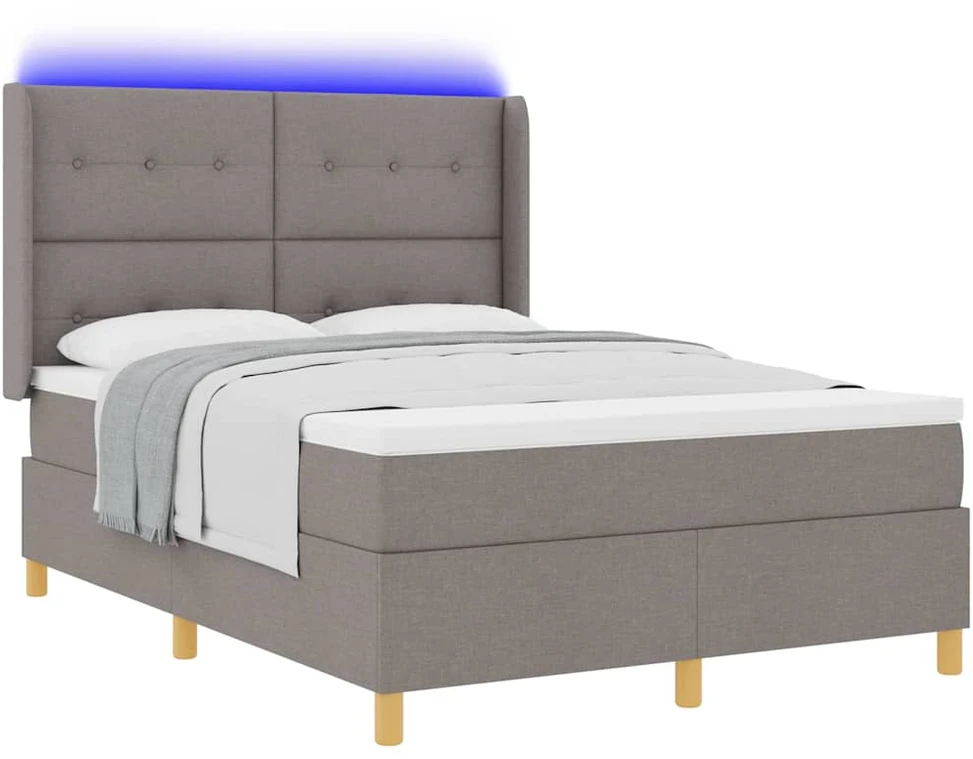 Kiemas lova su LED juostelėmis Tortora 140 x 200 cm audinys