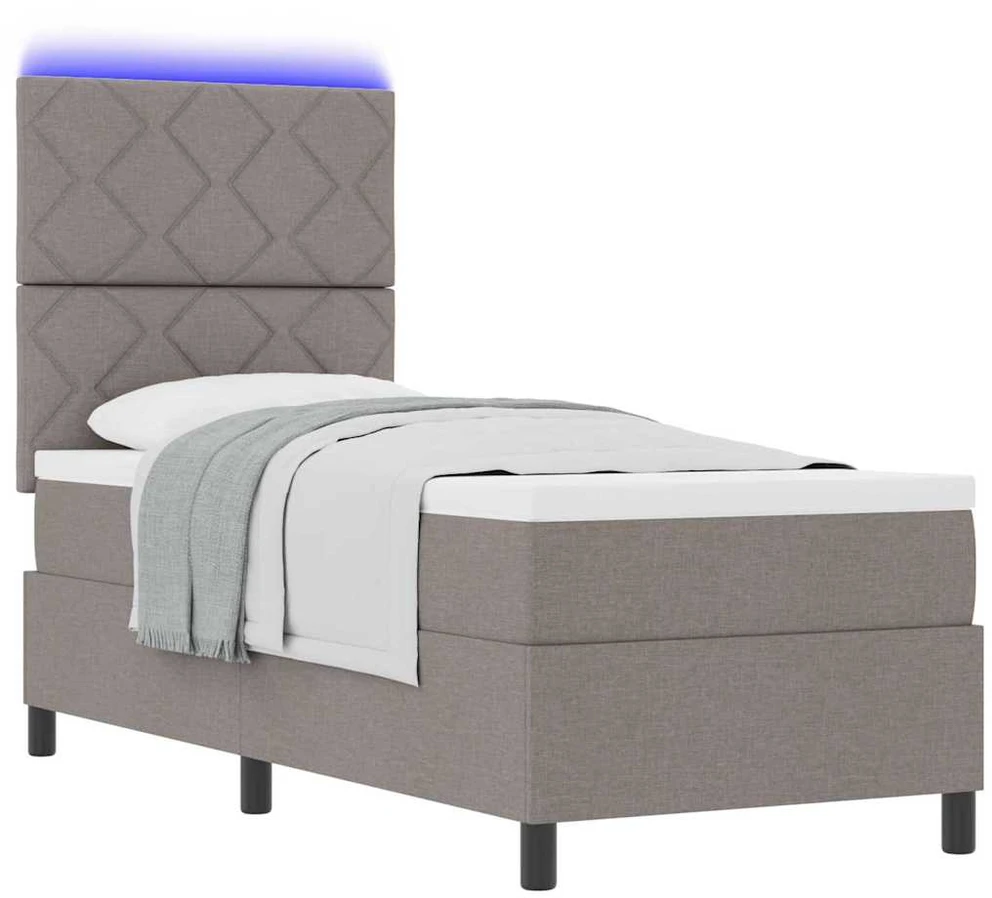 Kiemas lova su čiužiniu su LED Taupe 80 x 200 cm audinys