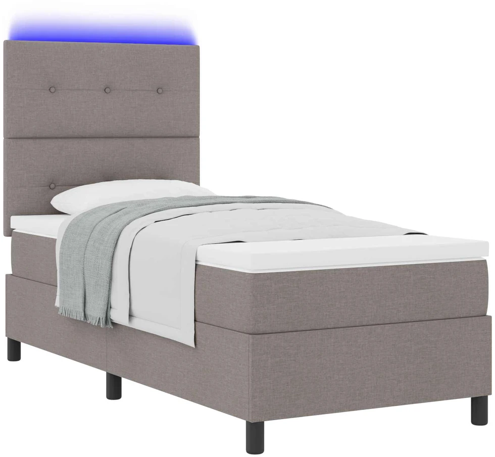 Kiemas lova su LED juostelėmis Tortora 90 x 190 cm audinys