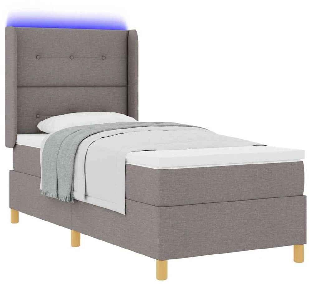 Kiemas lova su LED juostelėmis Tortora 90 x 200 cm audinys