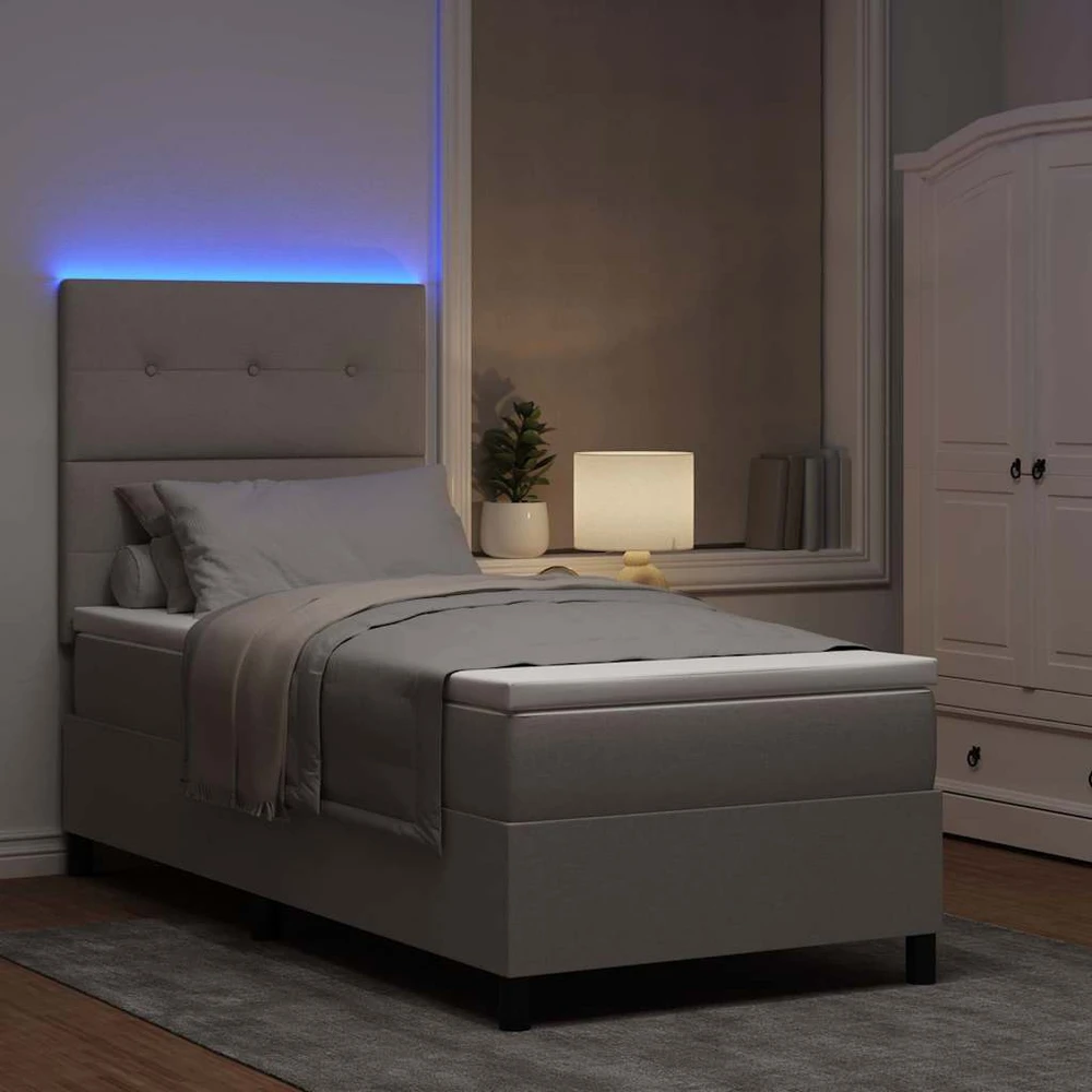 Kiemas lova su LED juostelėmis Tortora 90 x 200 cm audinys