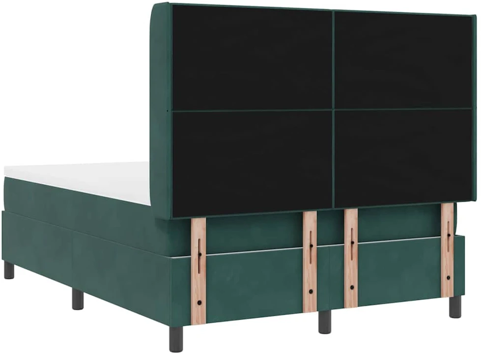 Kiemas lova su LED juostelėmis Žalia 140 x 190 cm Aksomas