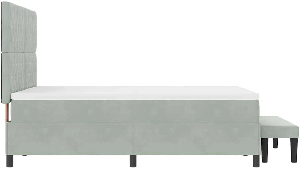 Kiemas lova su pagalve Šviesiai pilka 200 x 140 cm Aksomas