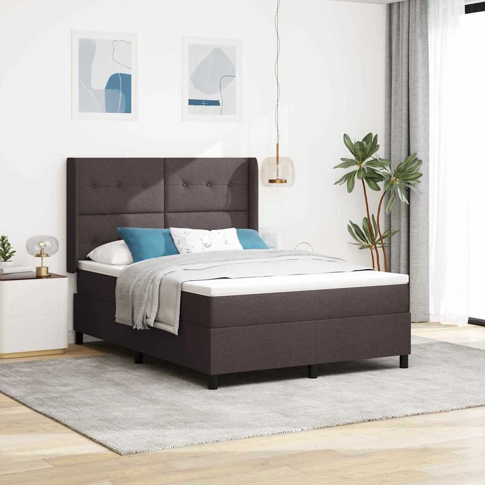 Kiemas lova su pagalve Tamsiai rudas 200 x 140 cm audinys