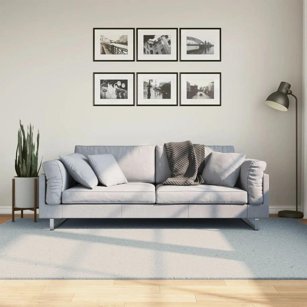 Kilimas HUARTE, mėlynos spalvos, 160x230cm, trumpi šereliai