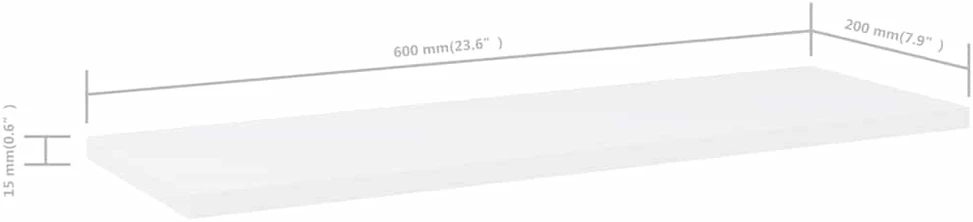 Knygų lentynos plokštės, 4vnt., baltos, 60x20x1,5cm, MDP