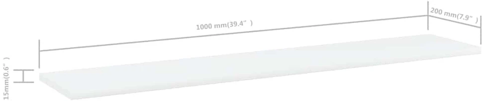 Knygų lentynos plokštės, 4vnt., baltos, 100x20x1,5cm, MDP