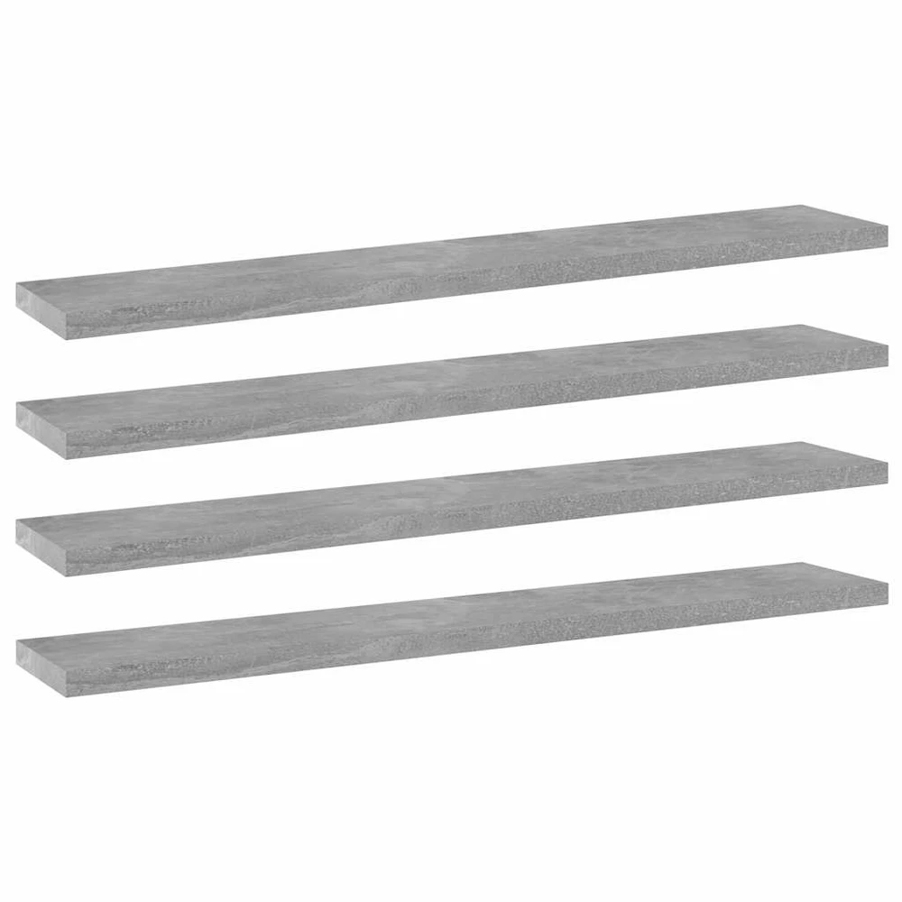 Knygų lentynos plokštės, 4vnt., betono pilkos, 60x10x1,5cm, MDP