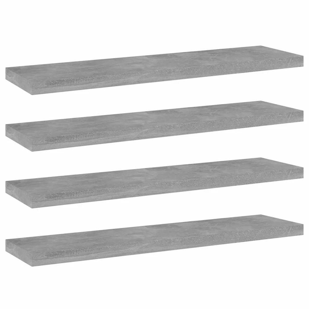 Knygų lentynos plokštės, 4vnt., betono pilkos, 40x10x1,5cm, MDP