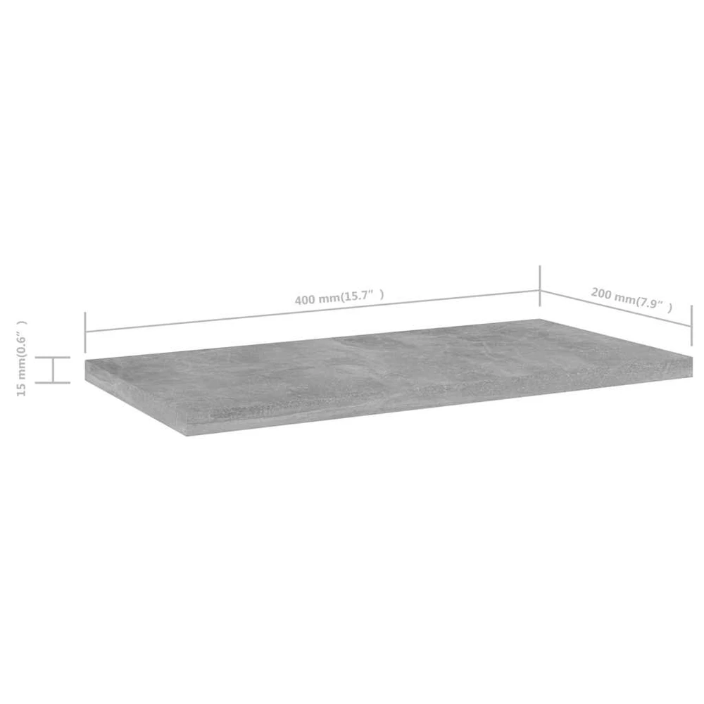 Knygų lentynos plokštės, 4vnt., betono pilkos, 40x20x1,5cm, MDP