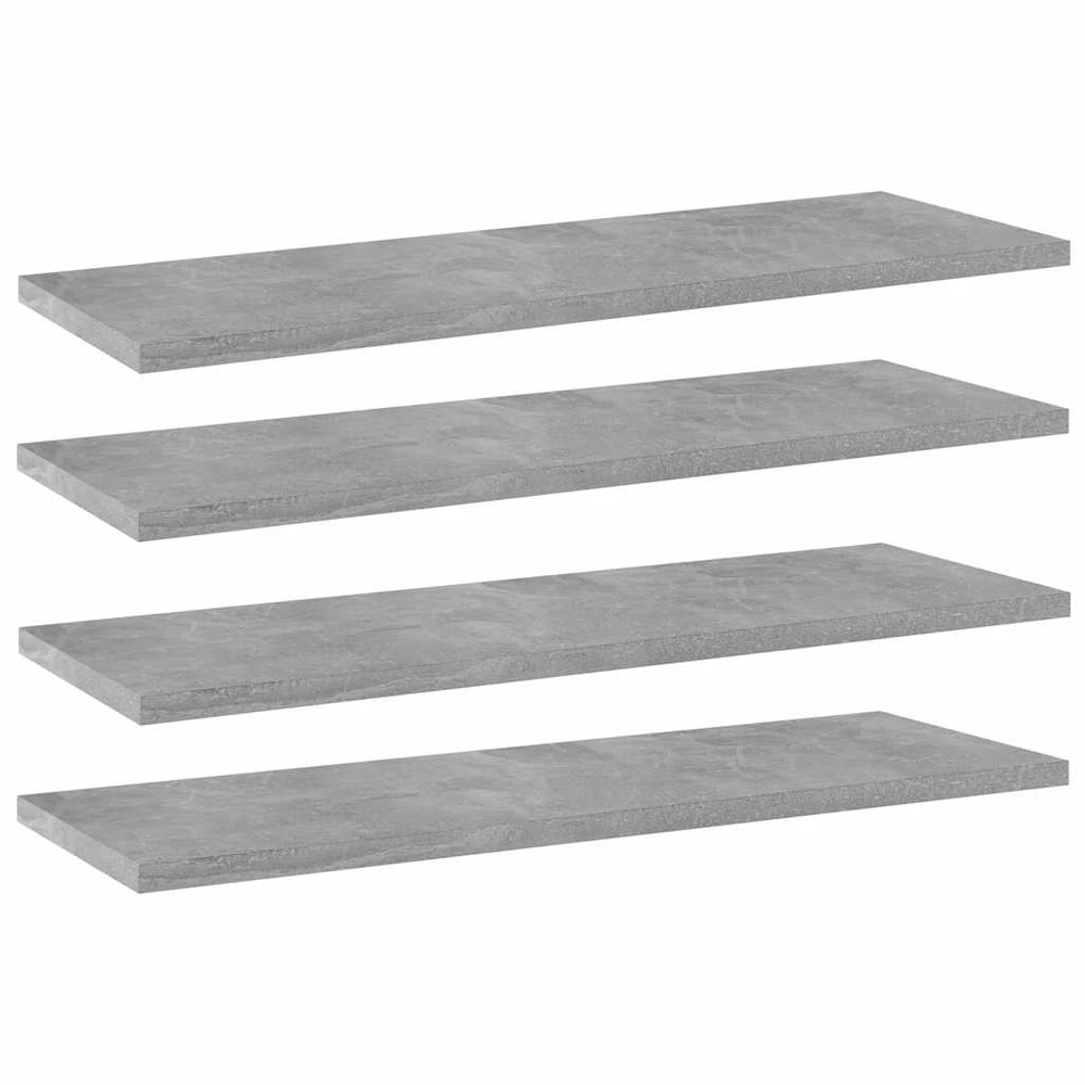 Knygų lentynos plokštės, 4vnt., betono pilkos, 60x20x1,5cm, MDP