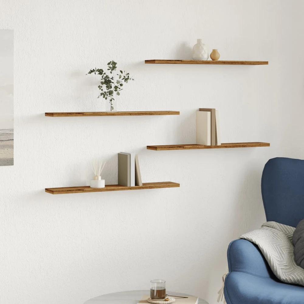 Knygų lentynos plokštės, 4vnt., medienos, 60x10x1,5cm, mediena