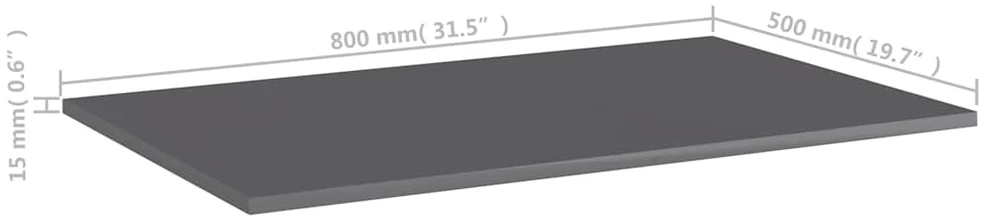 Knygų lentynos plokštės, 4vnt., pilkos, 80x50x1,5cm, MDP