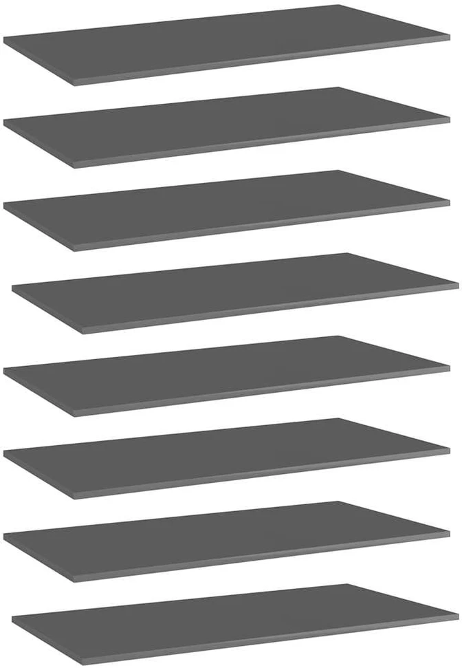 Knygų lentynos plokštės, 8vnt., pilkos, 80x30x1,5cm, MDP