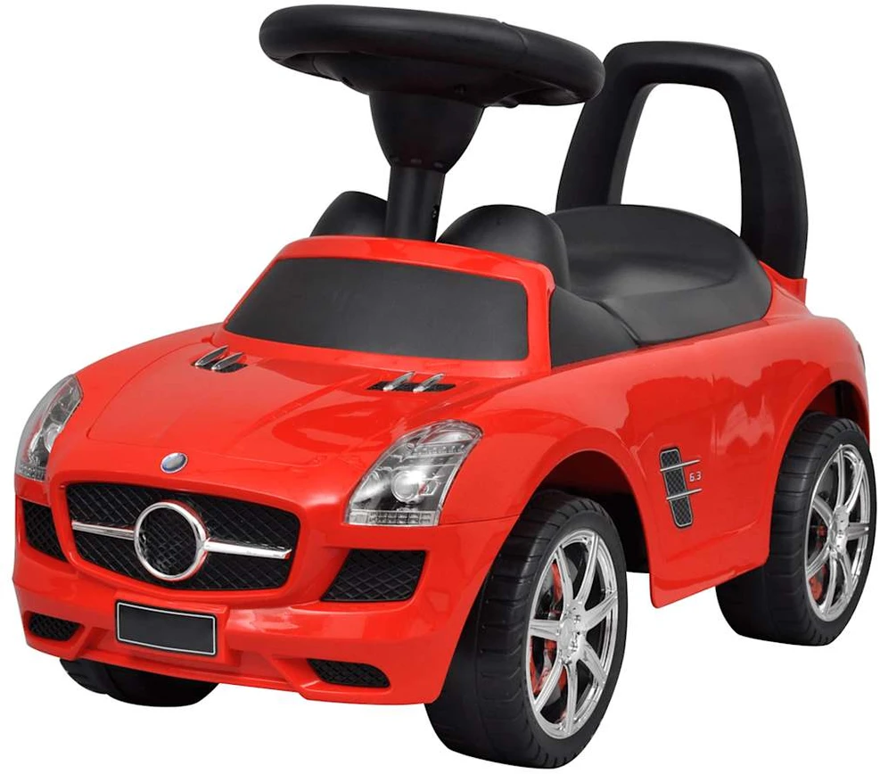 Kojomis varomas vaikiškas automobilis, raudonos spalvos