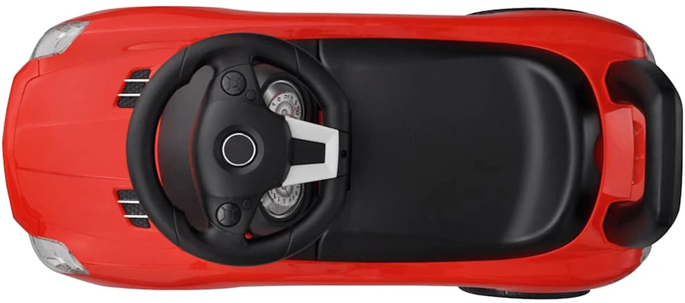 Kojomis varomas vaikiškas automobilis, raudonos spalvos