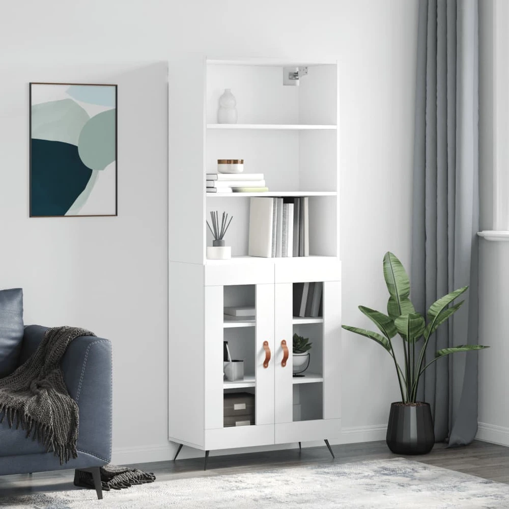 Komoda, baltos spalvos, 69,5x34x180cm, apdirbta mediena