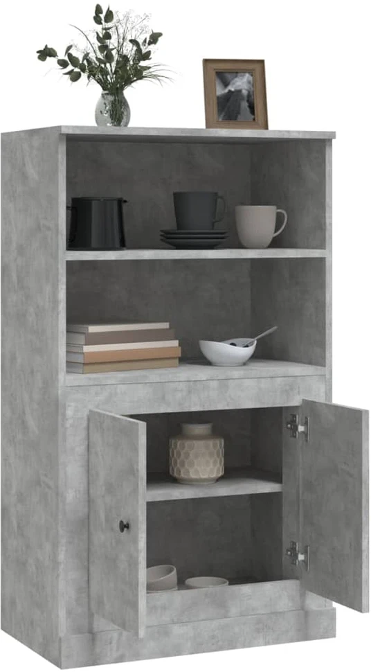 Komoda, betono pilka, 60x35,5x103,5cm, apdirbta mediena