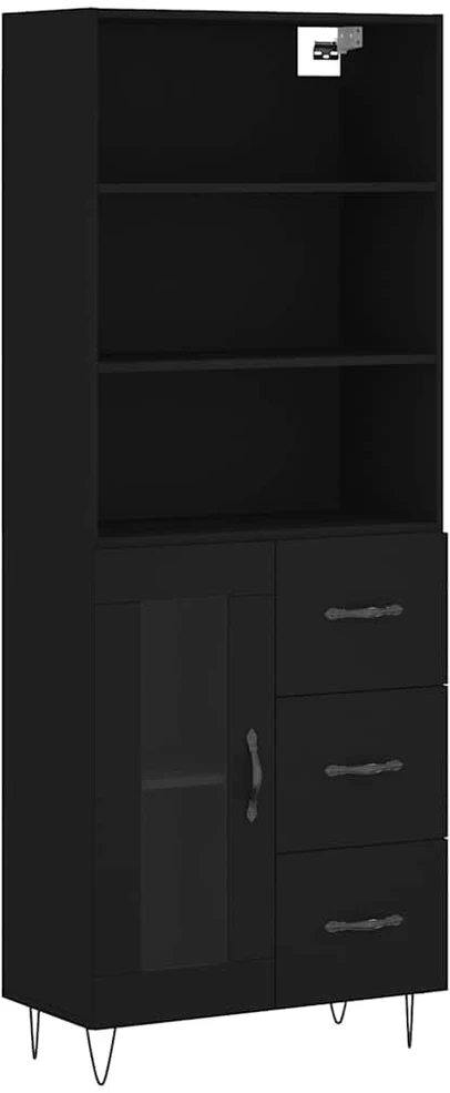 Komoda, juodos spalvos, 69,5x34x180cm, apdirbta mediena