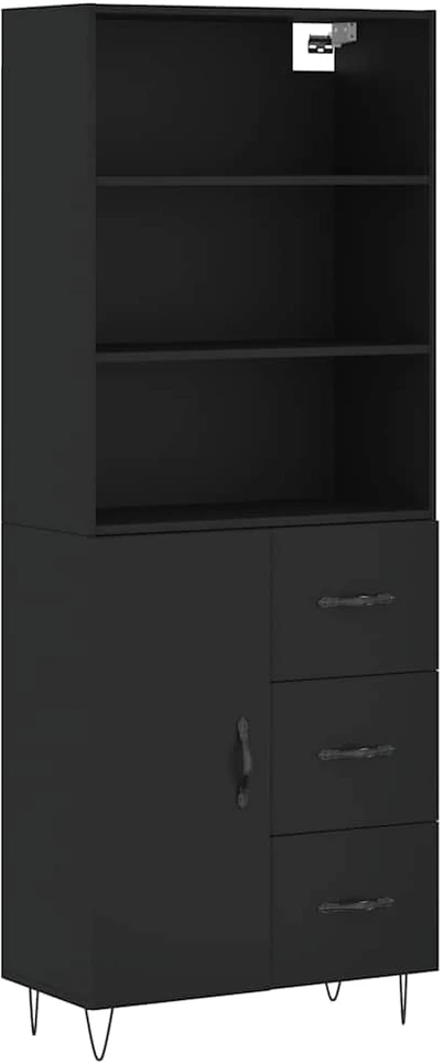 Komoda, juodos spalvos, 69,5x34x180cm, apdirbta mediena