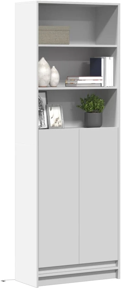 Komoda su LED, baltos, 69x32,5x200cm, apdirbta mediena
