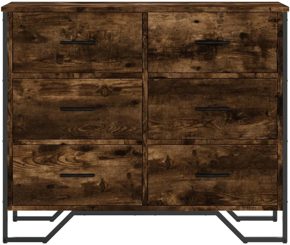 Komoda su stalčiais, dūminio ąžuolo, 91x35,5x74,5cm, mediena