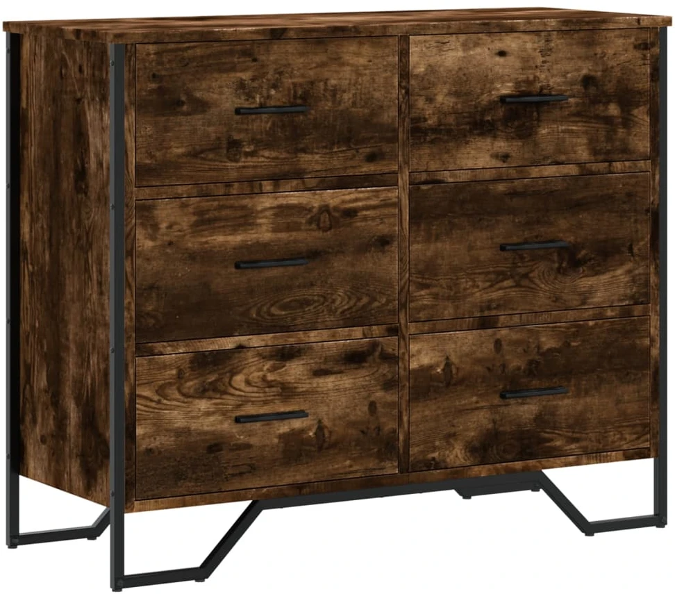 Komoda su stalčiais, dūminio ąžuolo, 91x35,5x74,5cm, mediena