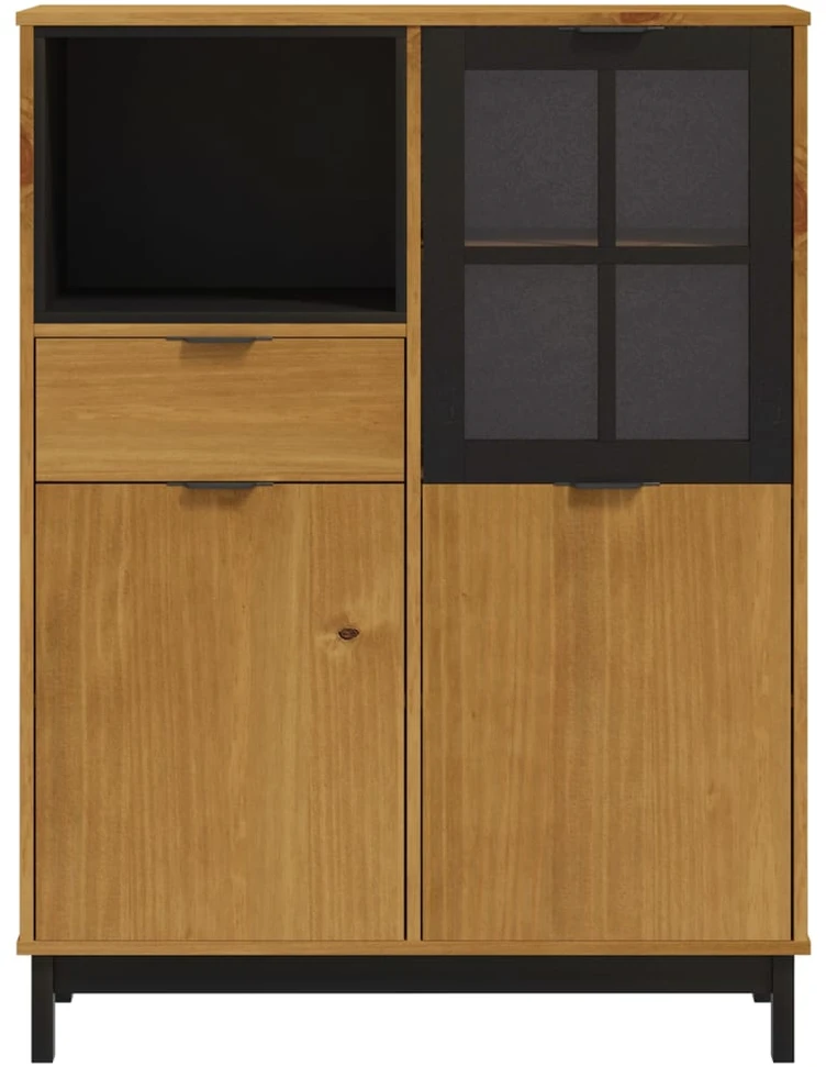 Komoda su stiklinėmis durelėmis FLAM, 92x40x122,5cm, pušis