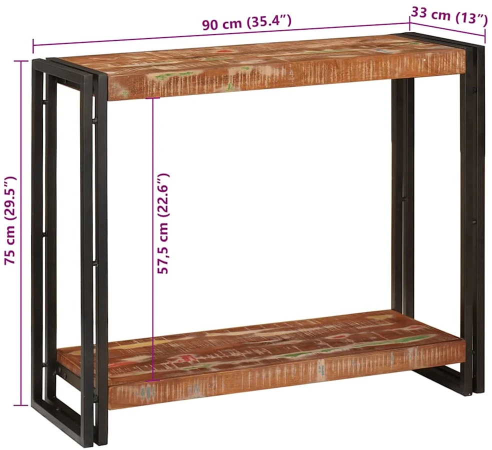 Konsolinis stalas 90 x 33 x 75 cm Kietas atkurtas medis