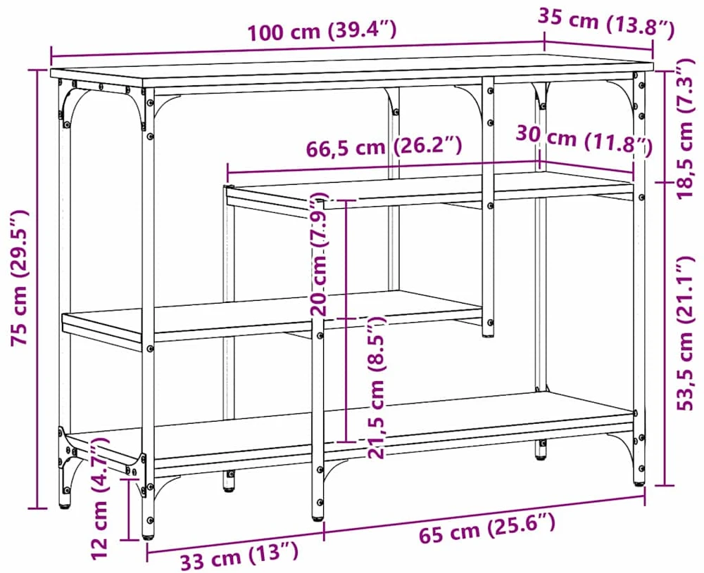 Konsolinis stalas artisano ąžuolo 100 x 35 x 75 cm