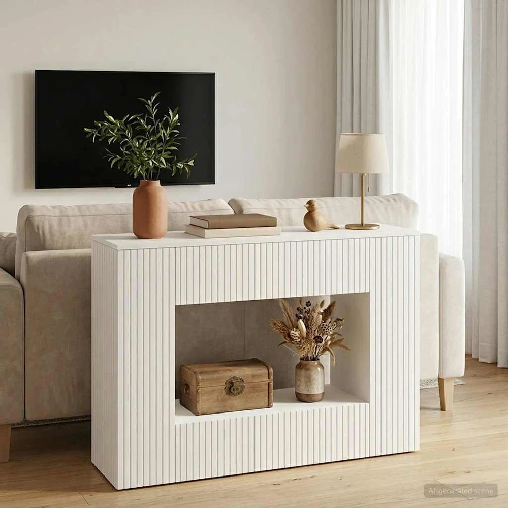 Konsolinis stalas Aukšto Blizgesio Baltas 101 x 29 x 74 cm