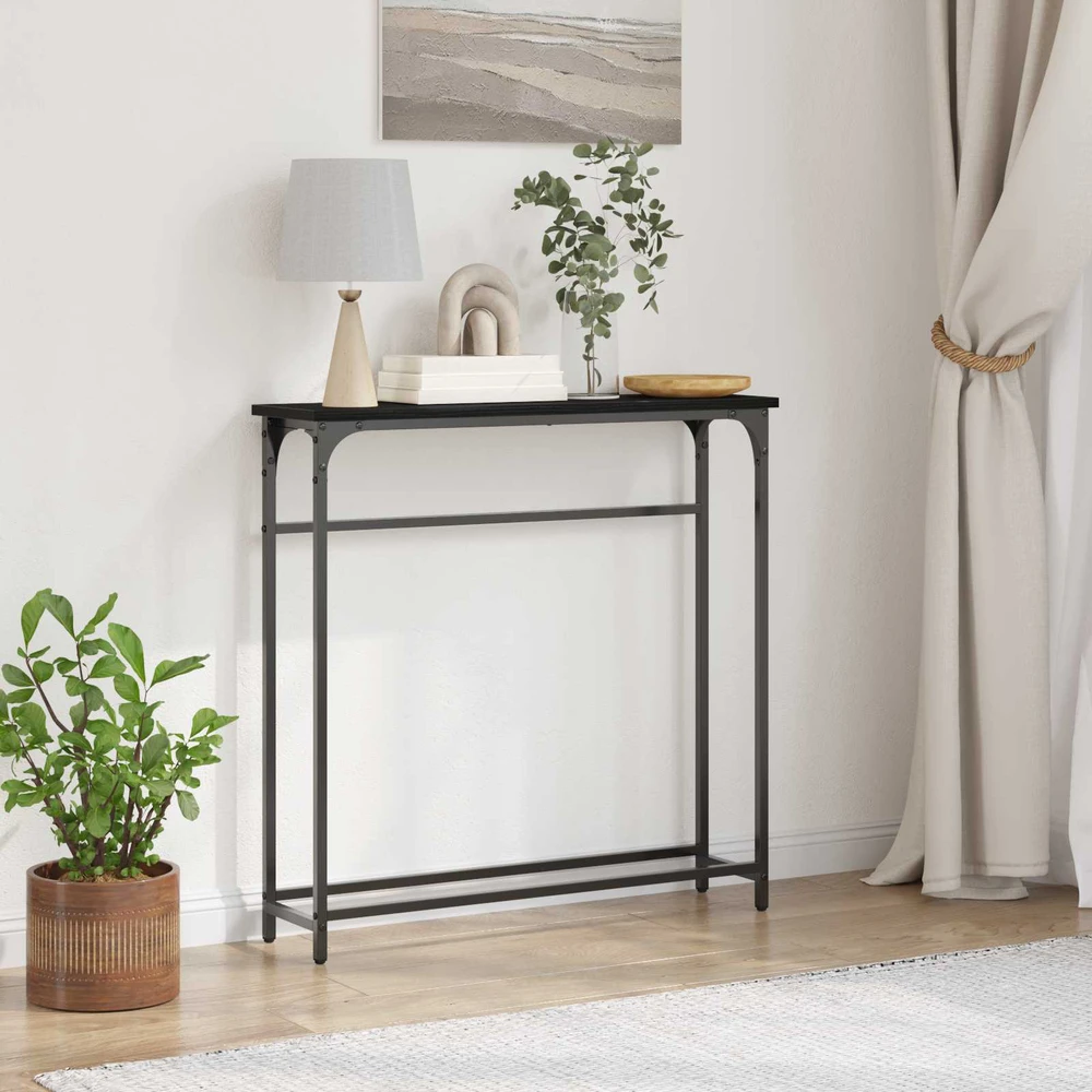 Konsolinis stalas Juodas ąžuolas 75 x 19,5 x 75 cm