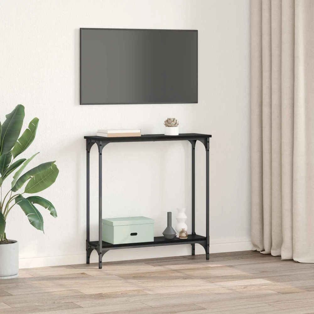 Konsolinis stalas Juodas ąžuolas 75 x 22,5 x 75 cm