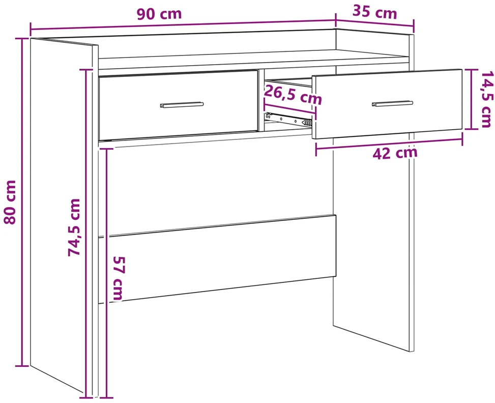Konsolinis stalas Juodojo ąžuolo 90 x 35 x 80 cm