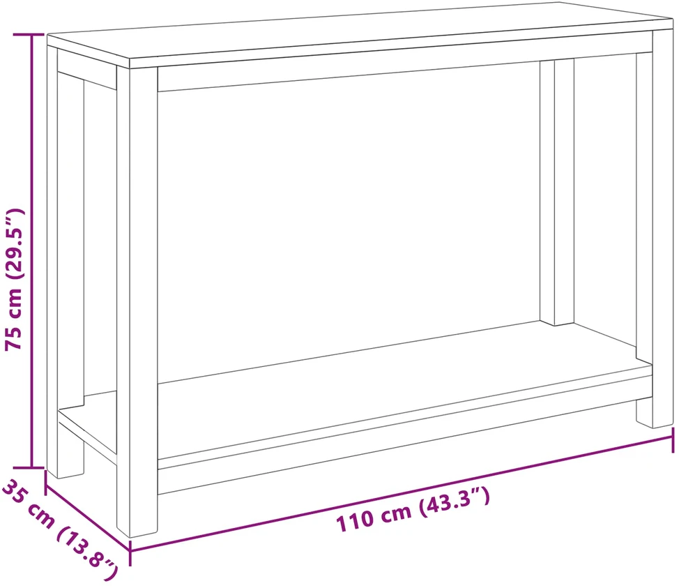 Konsolinis stalas Natūrali 110 x 35 x 75 cm Kieto teka medžio