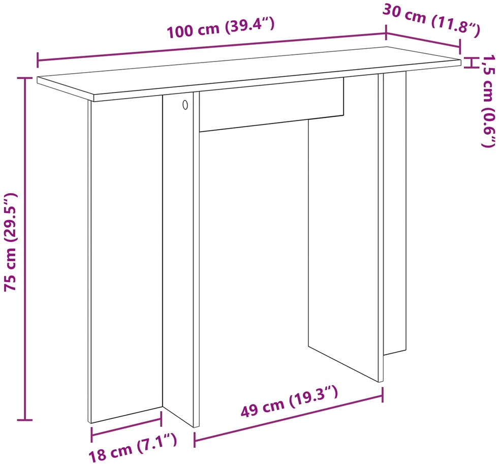 Konsolinis stalas Rūkytas Ąžuolas 100 x 30 x 75 cm