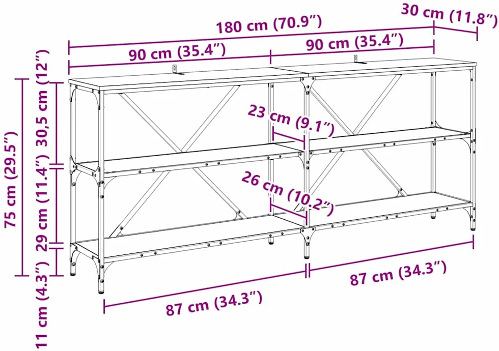 Konsolinis stalas Senas medis 180 x 30 x 75 cm Apdirbta mediena