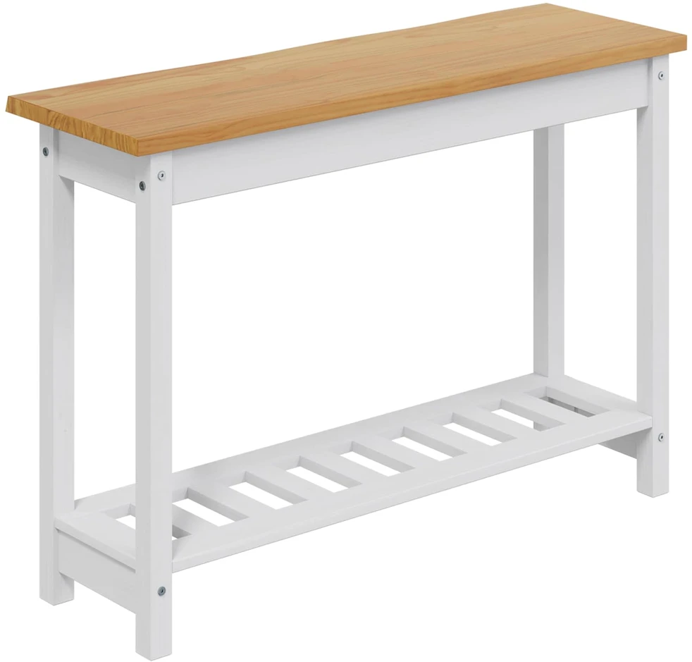 VidaXL Konsolinis stalas su lentyna EKAI Balta 112 x 35 x 76 cm